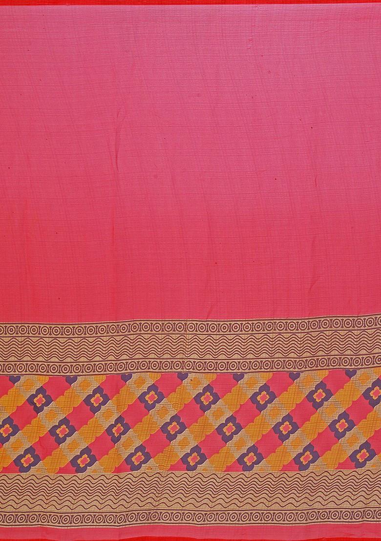 Red Embroidered Georgette Saree Set (Set Of 2)