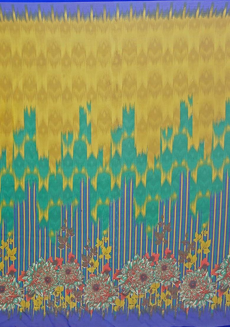 Green Embroidered Georgette Saree Set (Set Of 2)