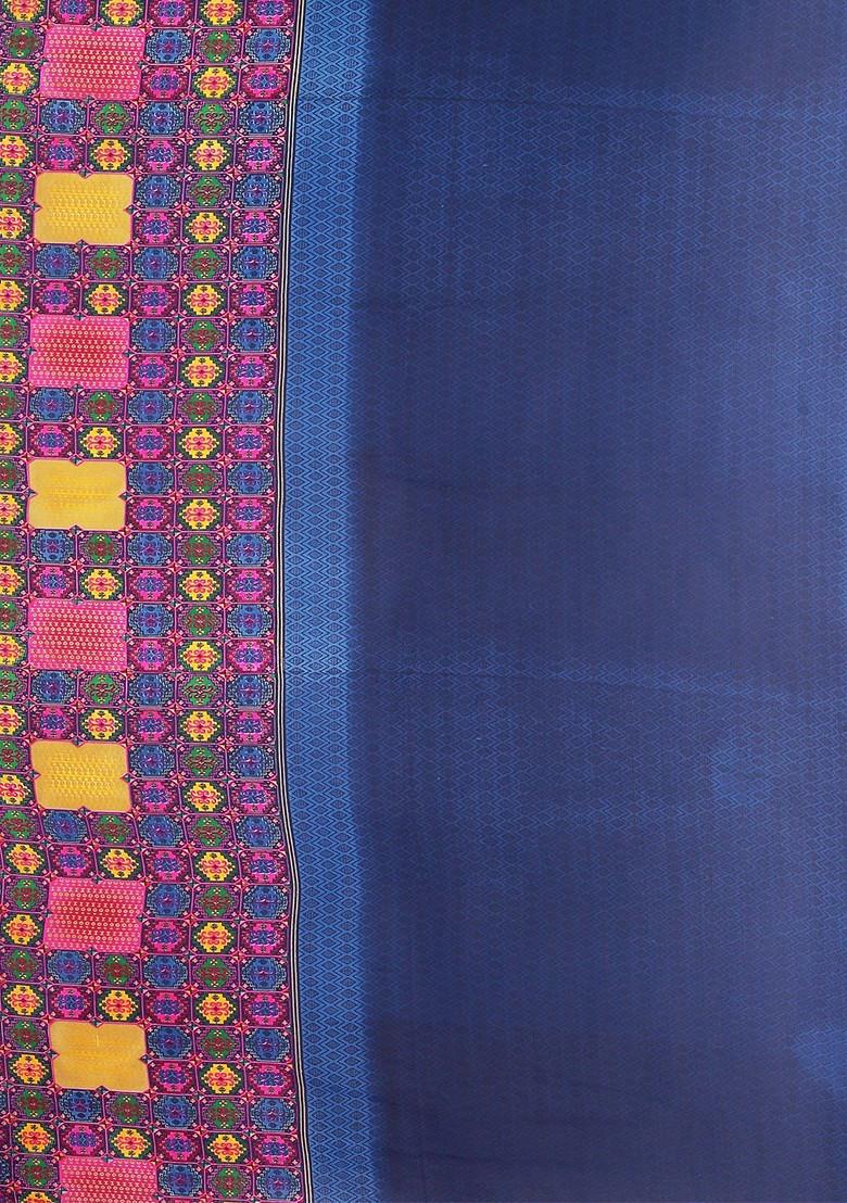 Green Floral Georgette Saree Set (Set Of 2)