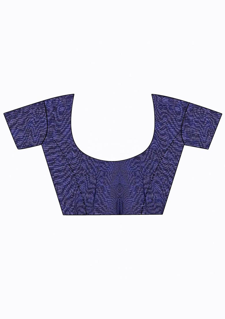 Navy Blue Floral Georgette Saree Set (Set Of 2)