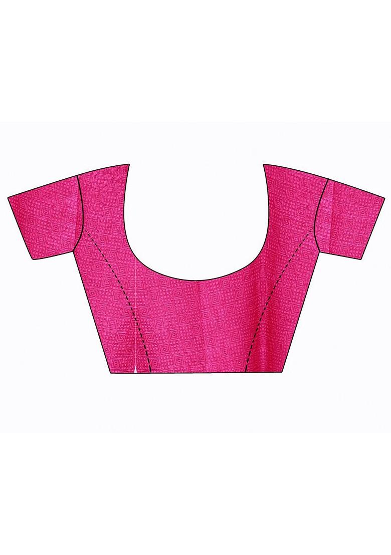 Magenta Embroidered Georgette Saree Set (Set Of 2)