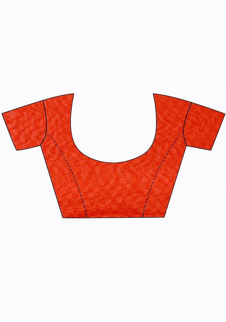 Red Embroidered Georgette Saree Set (Set Of 2)