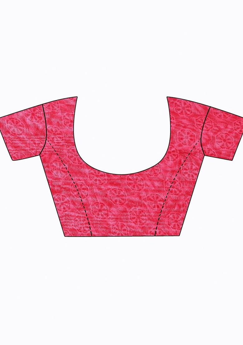 Pink Floral Georgette Saree Set (Set Of 2)