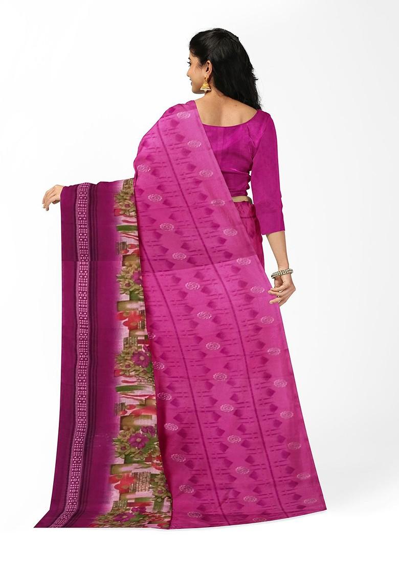 Pink Floral Georgette Saree Set