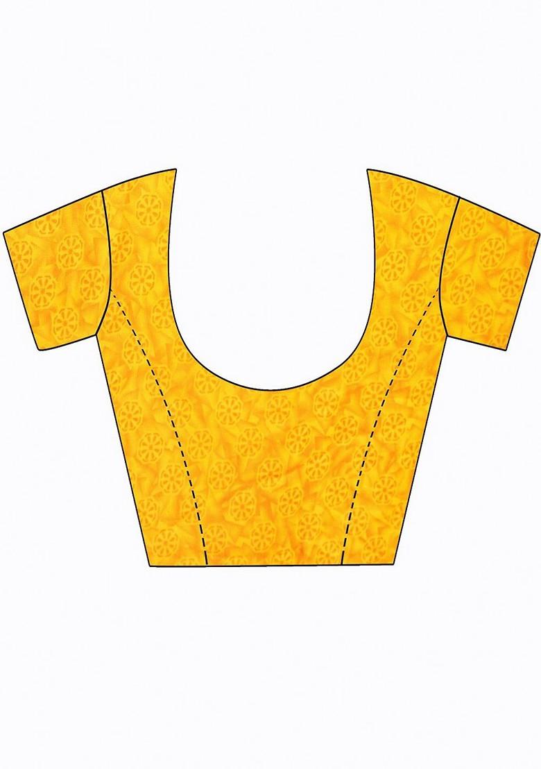 Yellow Floral Georgette Saree Set (Set Of 2)