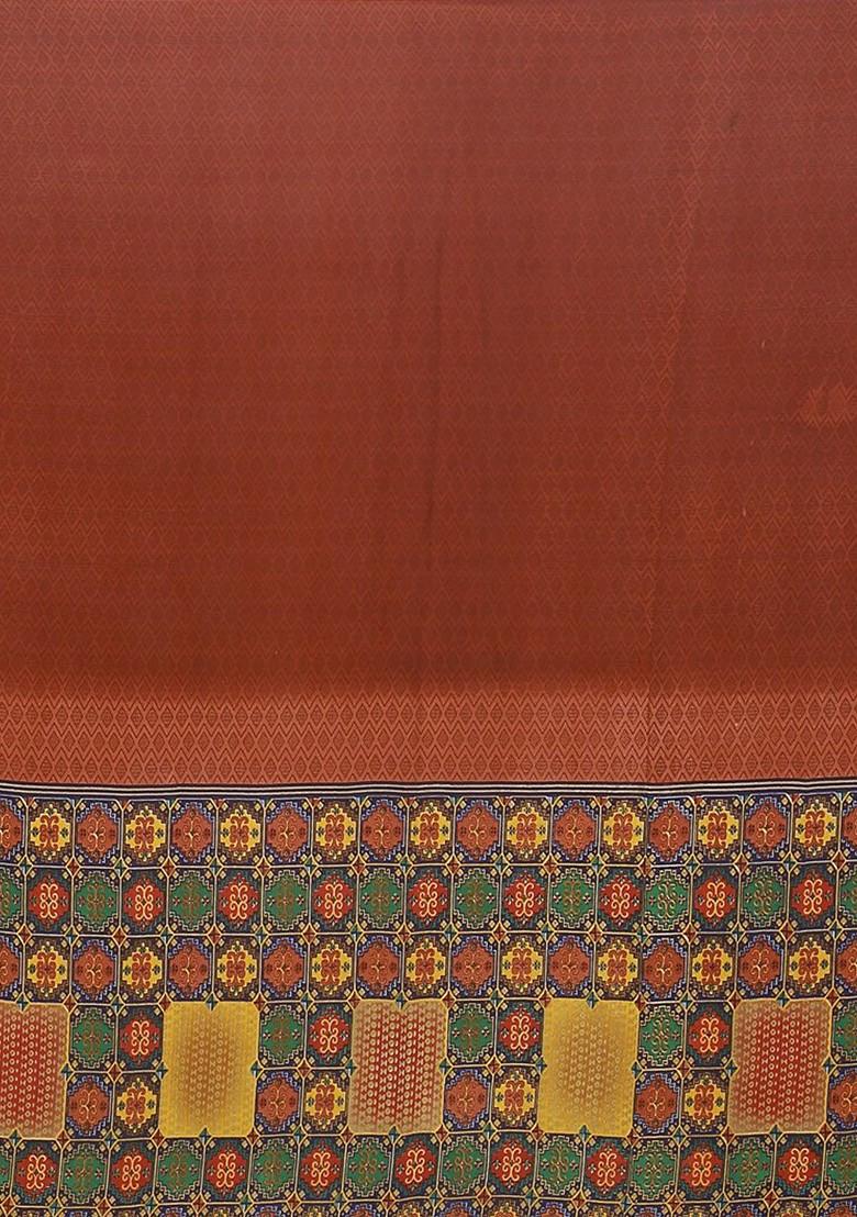 Brown Embroidered Georgette Saree Set (Set Of 2)