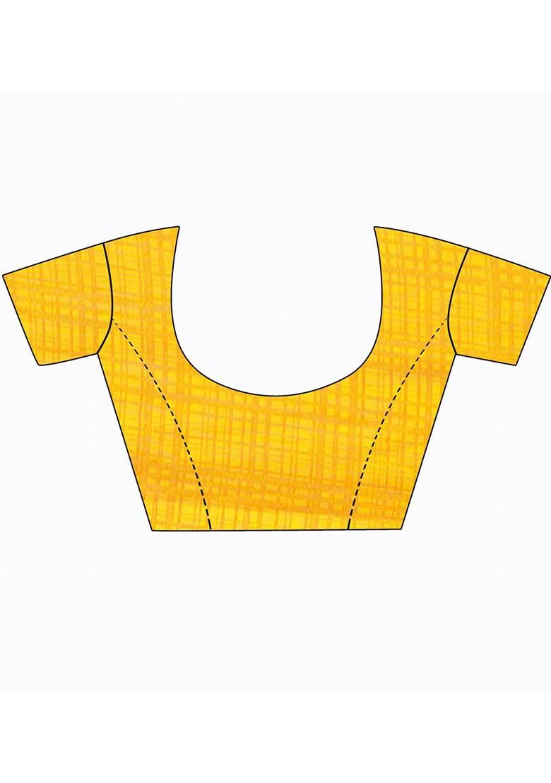 Yellow Floral Georgette Saree Set (Set Of 2)