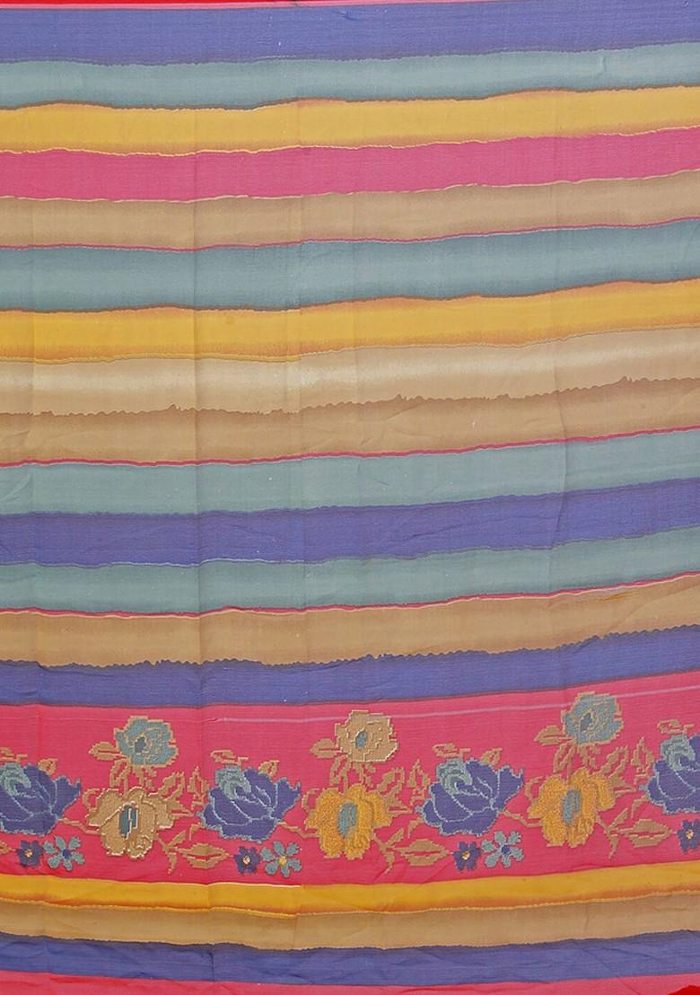 Yellow Printed Georgette Saree Set