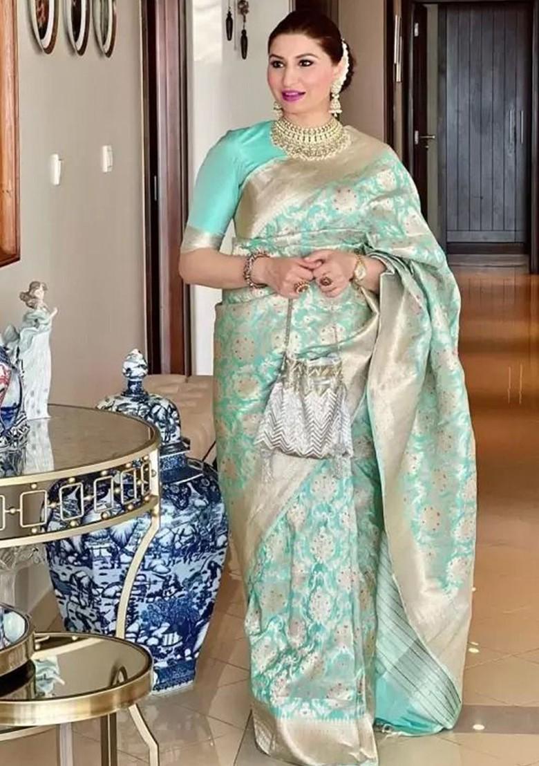 Green woven Kanjeevaram Saree Set