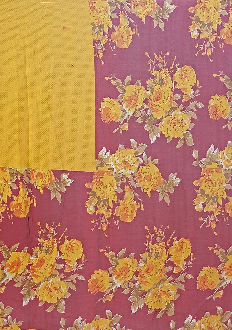 Yellow Floral Georgette Saree Set