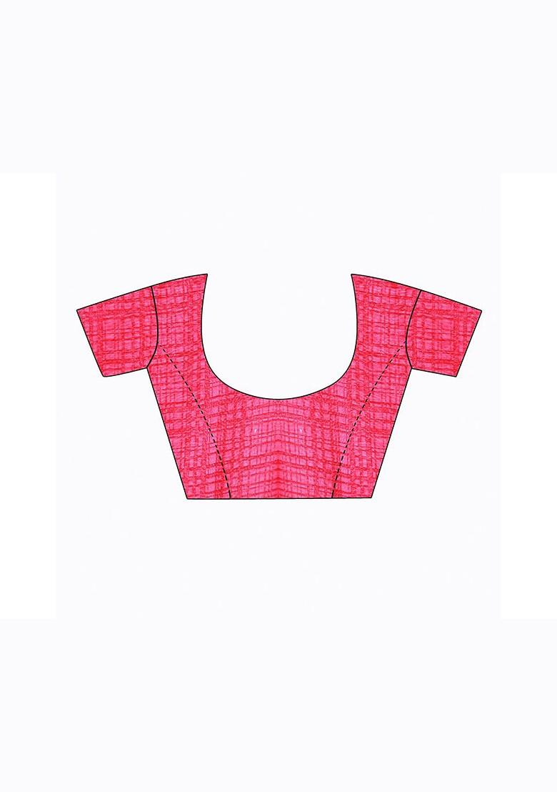 Magenta Embroidered Georgette Saree Set (Set Of 2)