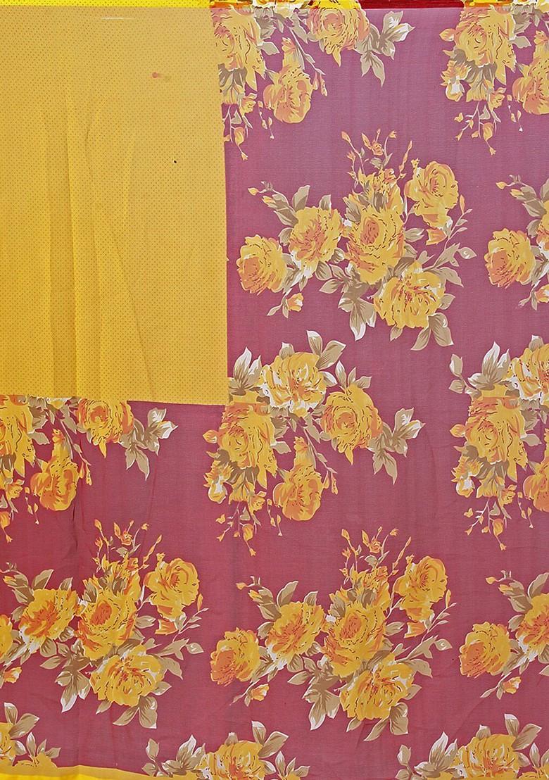 Maroon Embroidered Poly Blend Saree Set