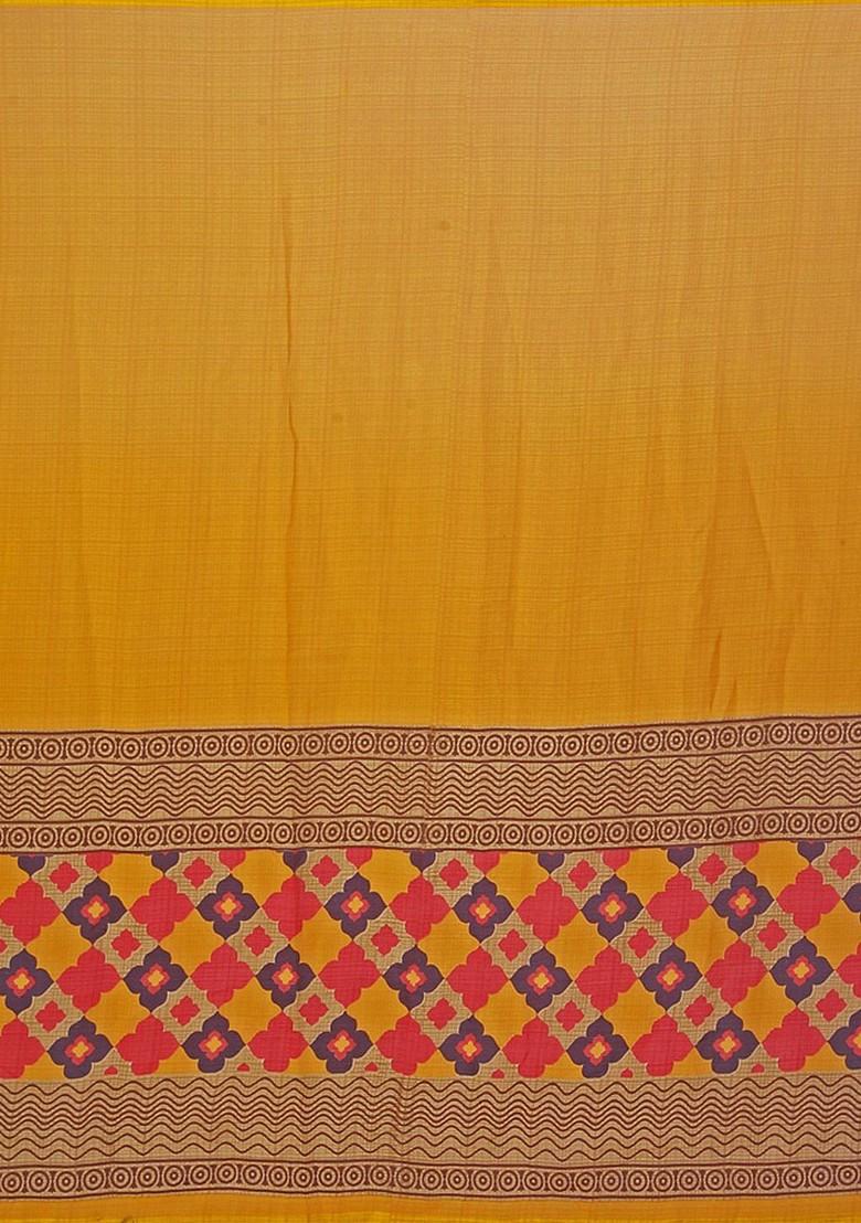 Yellow Floral Georgette Saree Set (Set Of 2)