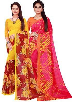 Maroon Embroidered Poly Blend Saree Set