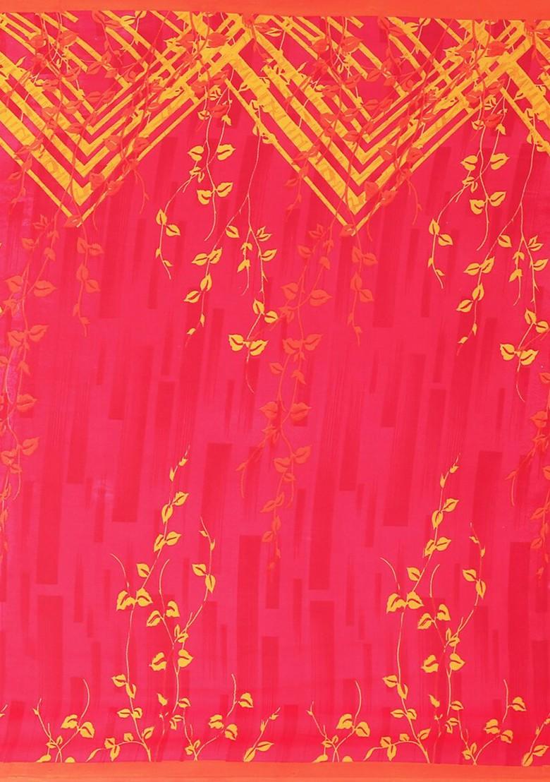 Maroon Embroidered Poly Blend Saree Set