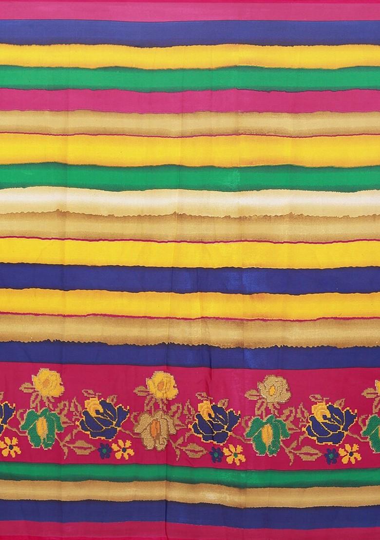 Yellow Floral Georgette Saree Set