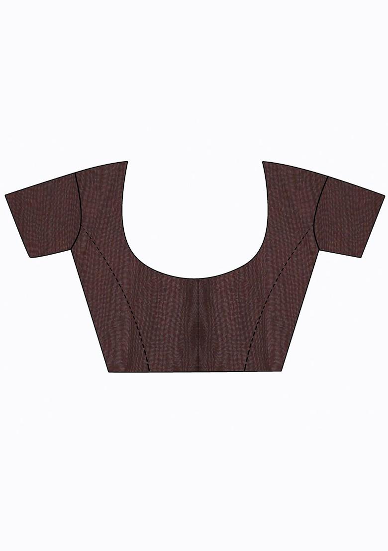 Brown Embroidered Georgette Saree Set