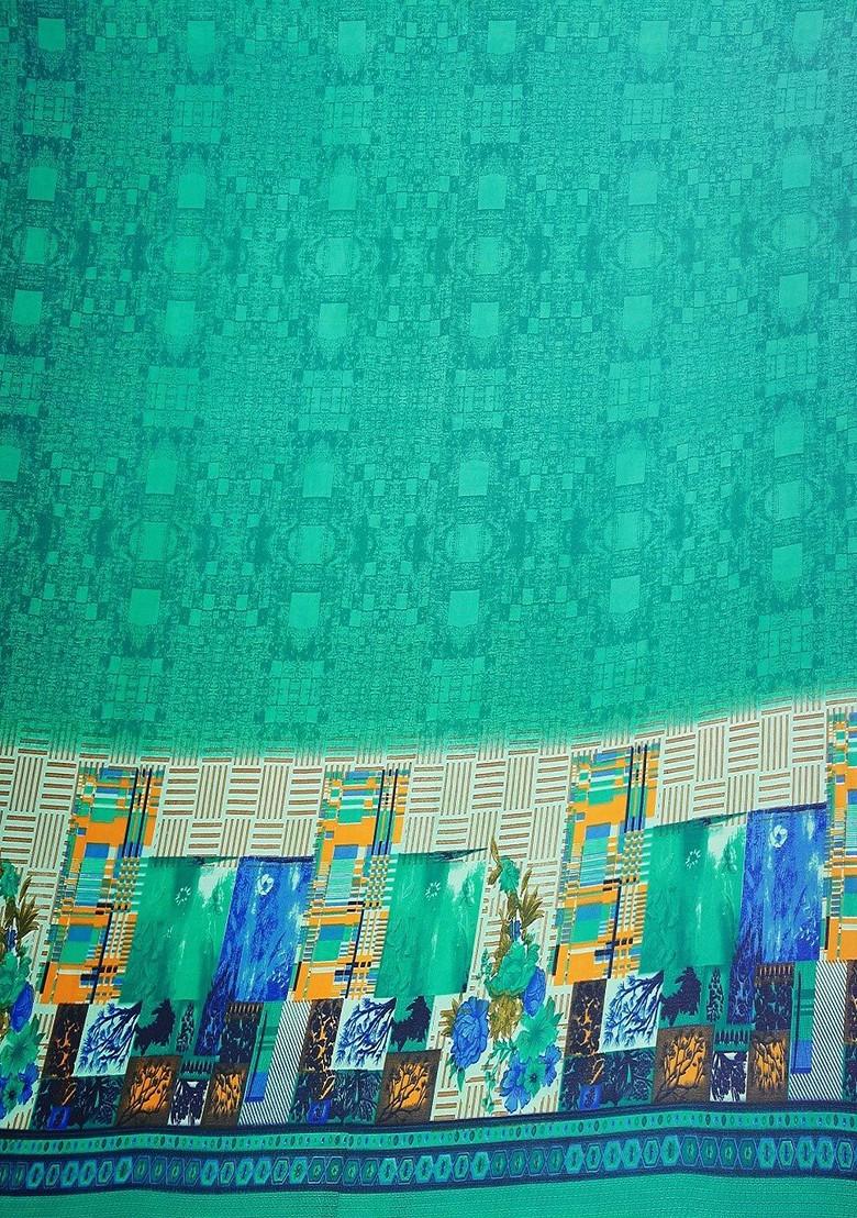 Green Floral Georgette Saree Set