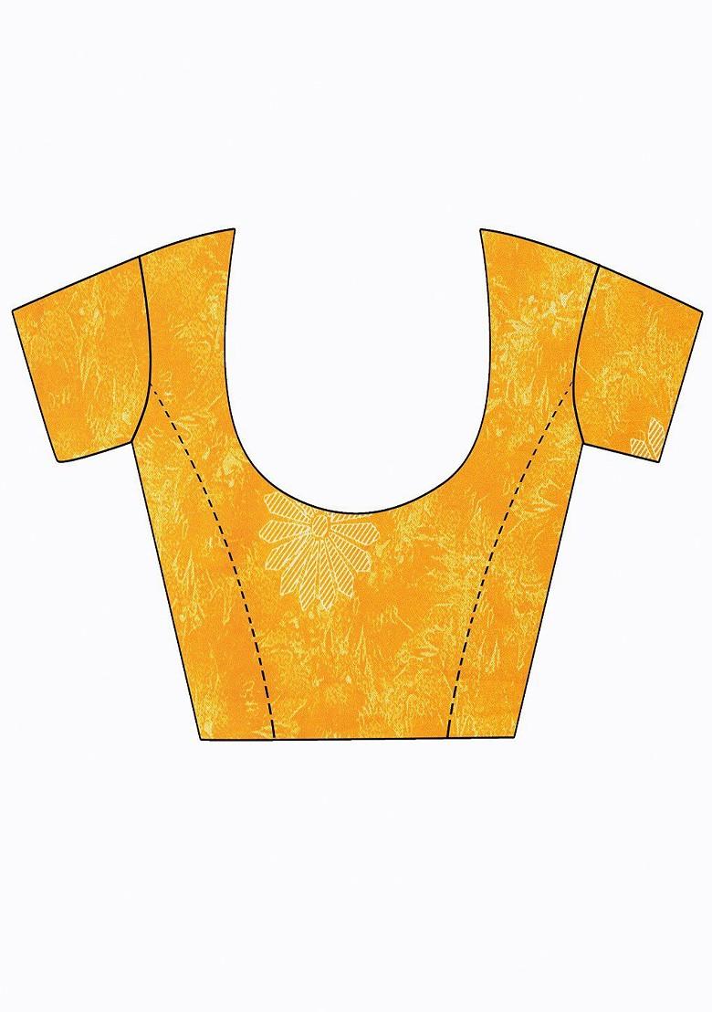 Yellow Printed Georgette Saree Set (Set Of 2)