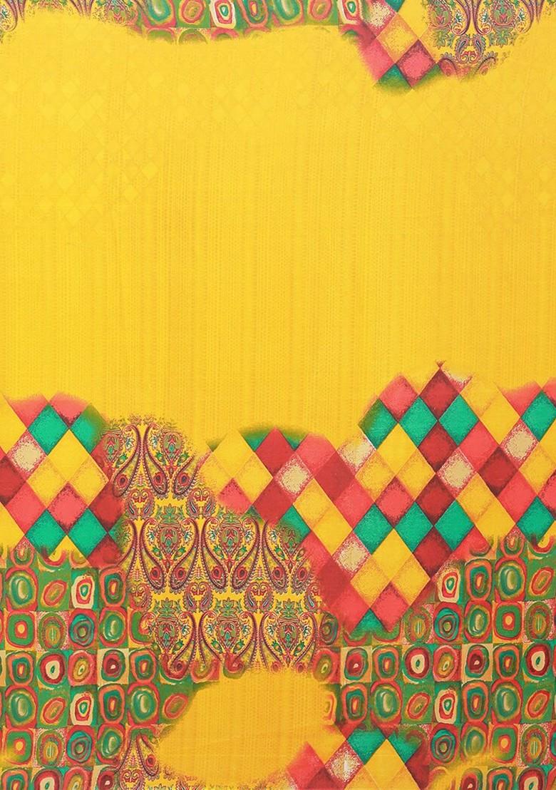 Yellow Embroidered Georgette Saree Set