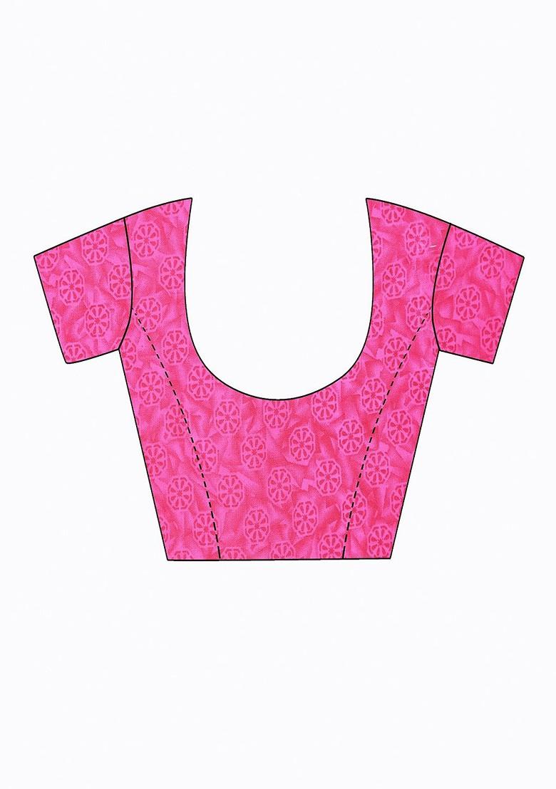 Pink Floral Georgette Saree Set (Set Of 2)