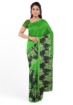 Green Floral Georgette Saree Set