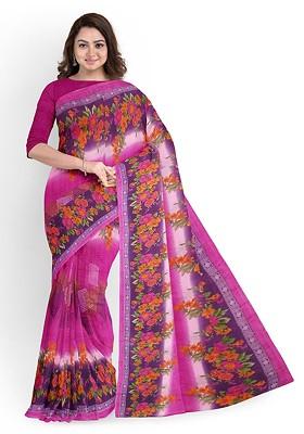 Pink Floral Georgette Saree Set