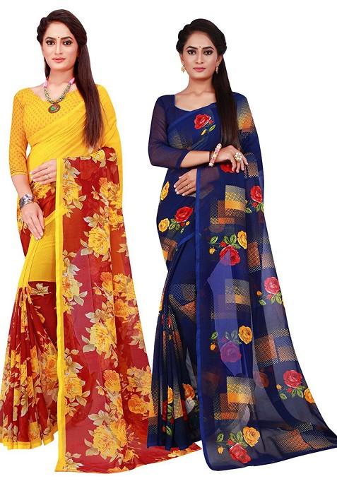 Maroon Embroidered Poly Blend Saree Set