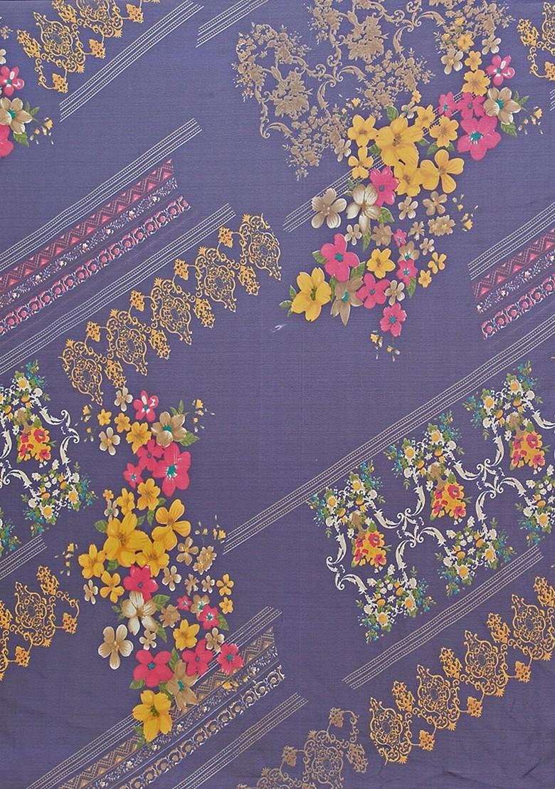 Magenta Floral Georgette Saree Set (Set Of 2)