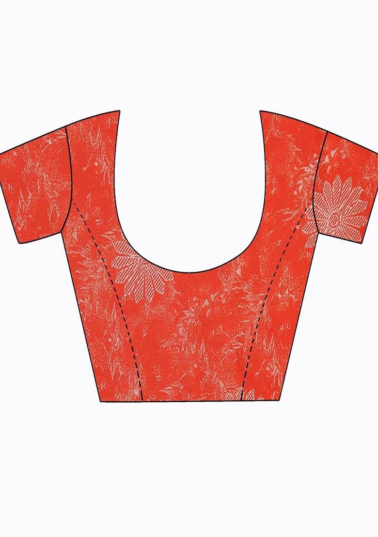 White Floral Georgette Saree Set