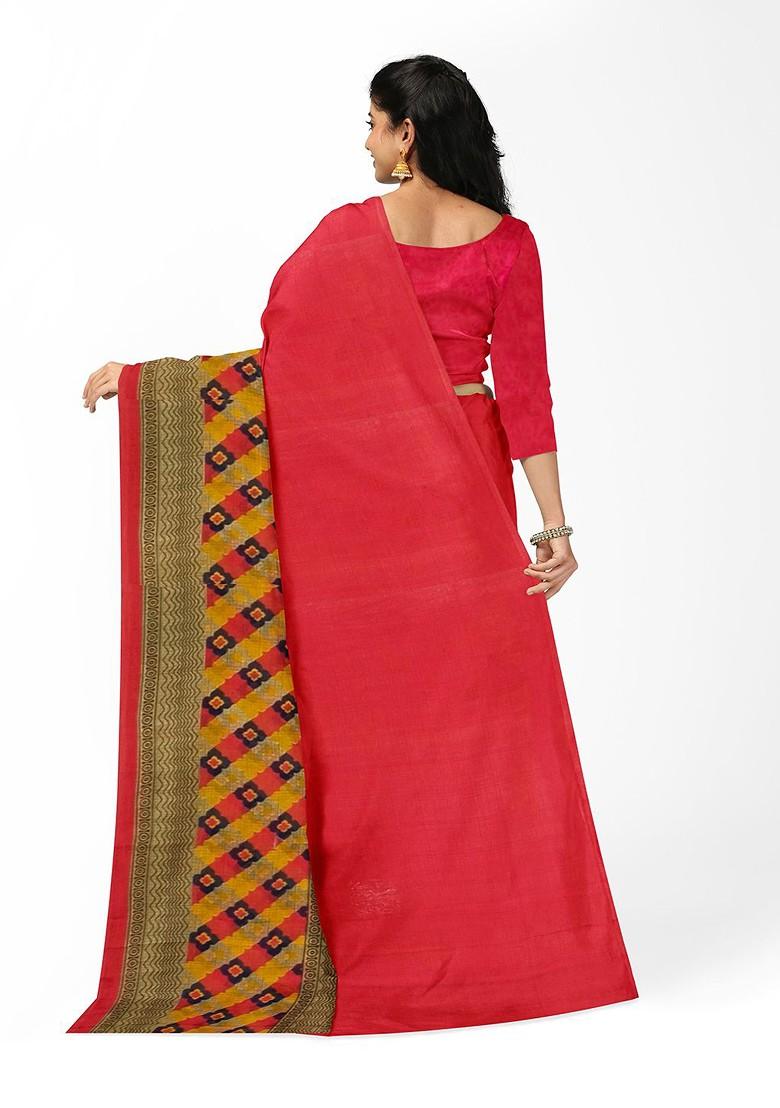 Red Floral Georgette Saree Set