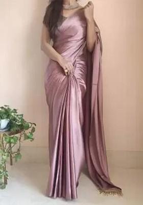 Sea Green Embroidered Satin Saree Set