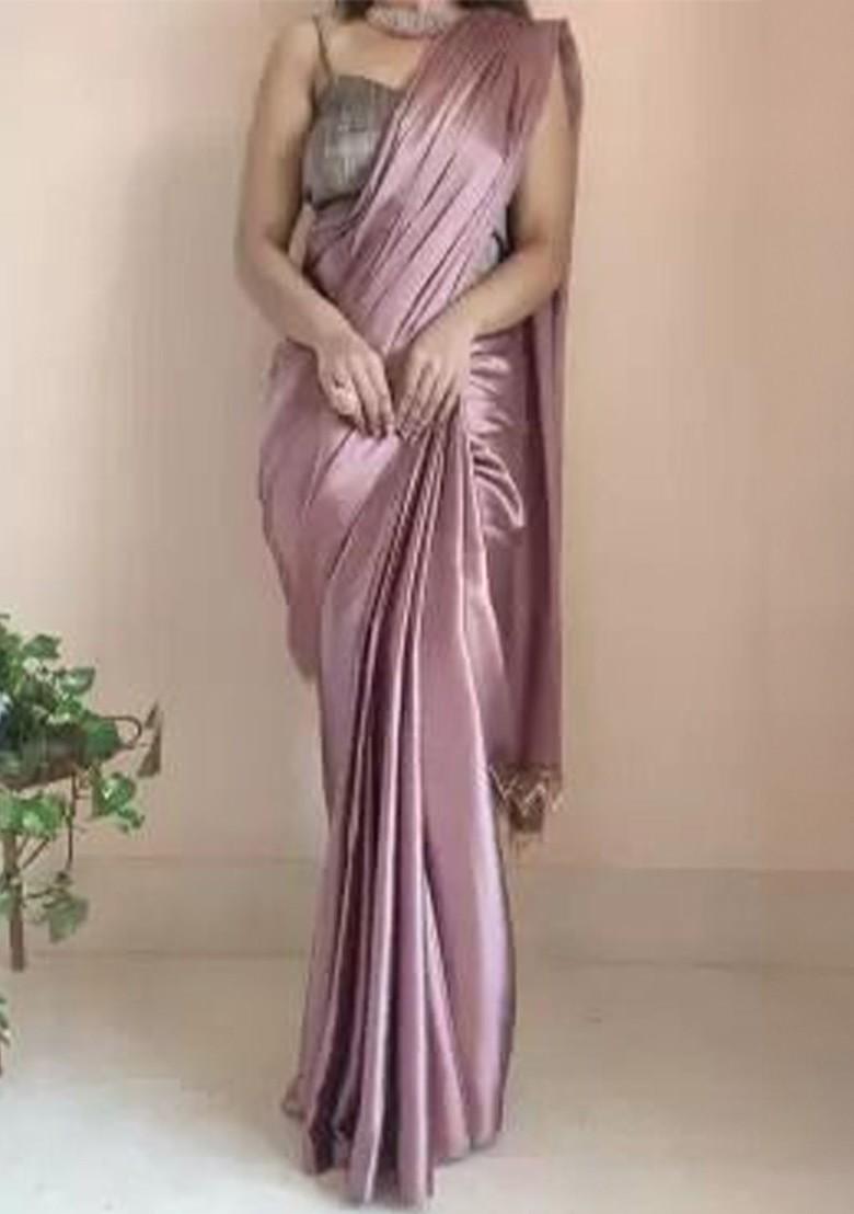 Sea Green Embroidered Satin Saree Set