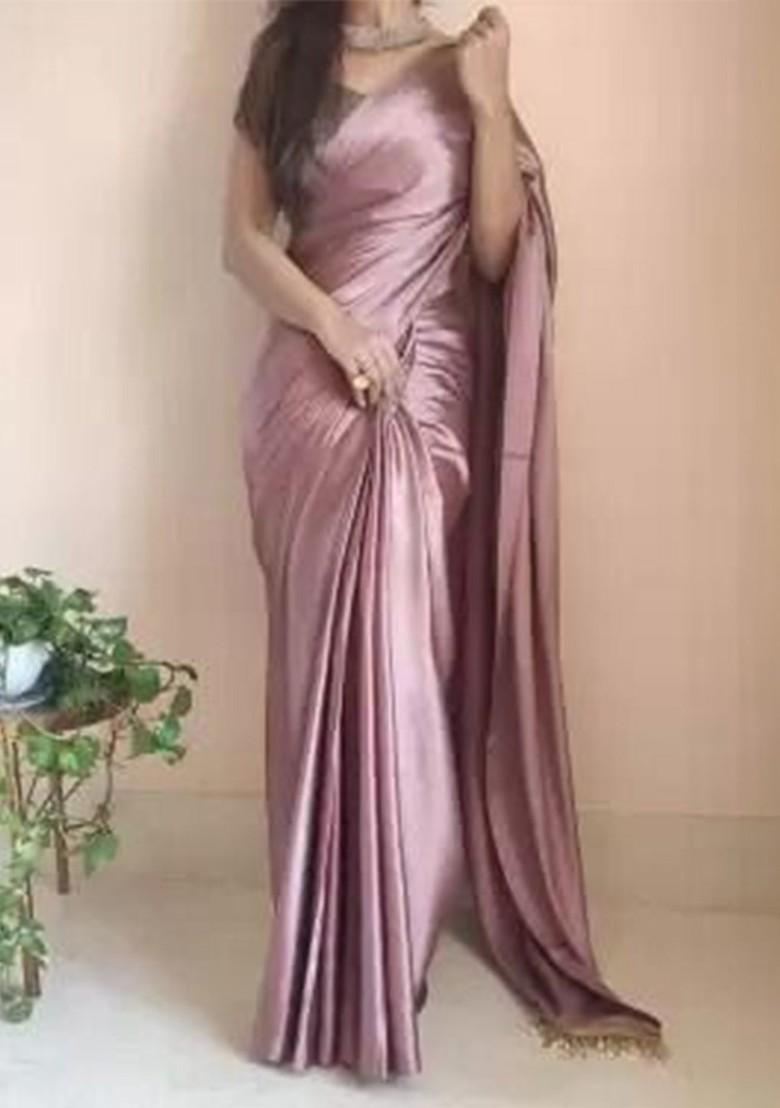 Sea Green Embroidered Satin Saree Set