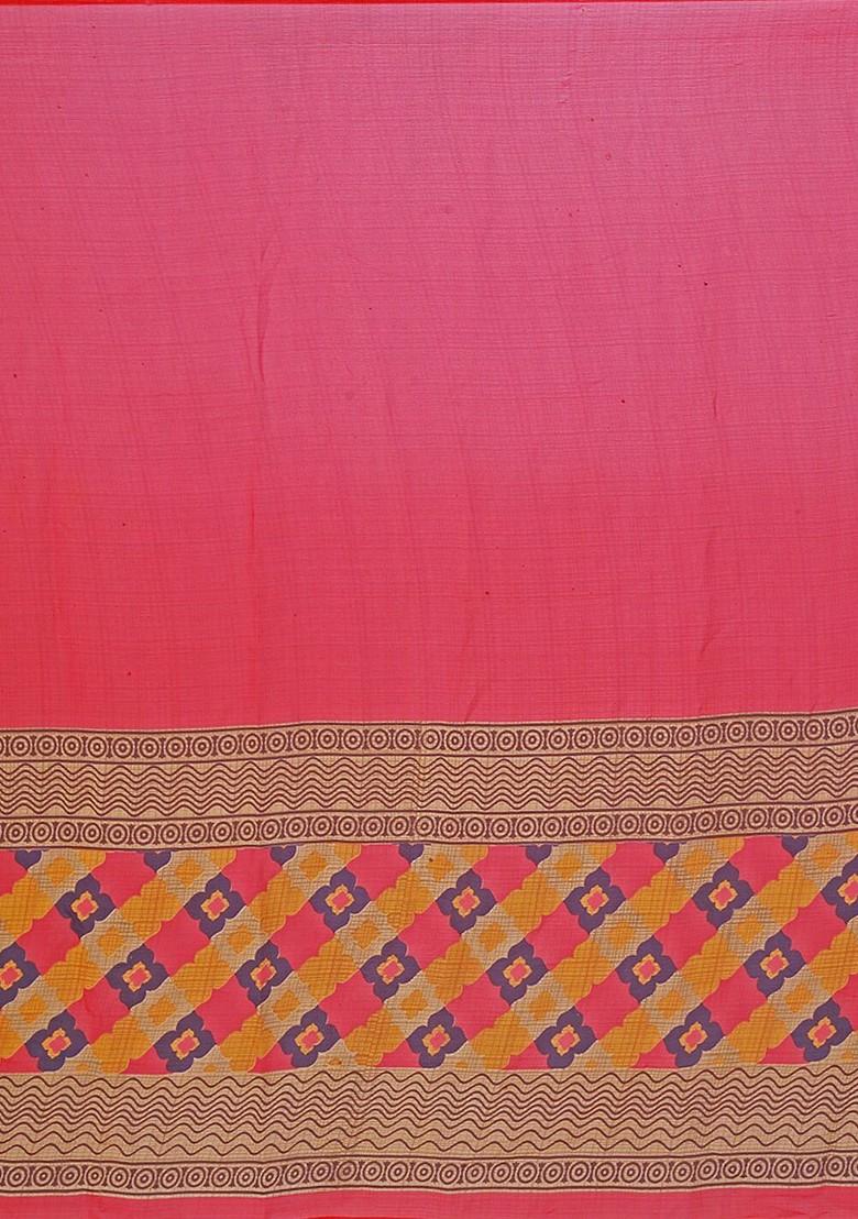 Red Embroidered Georgette Saree Set (Set Of 2)