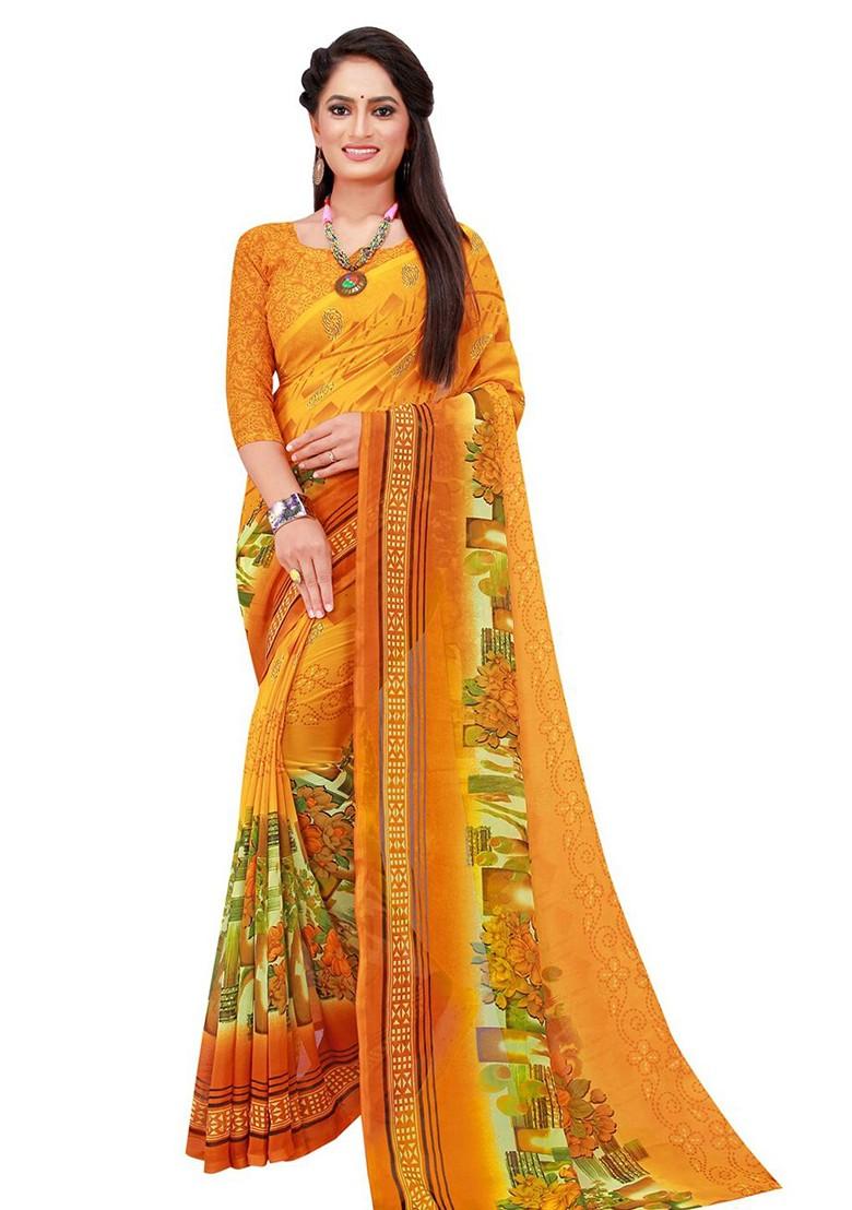 White Embroidered Georgette Saree Set