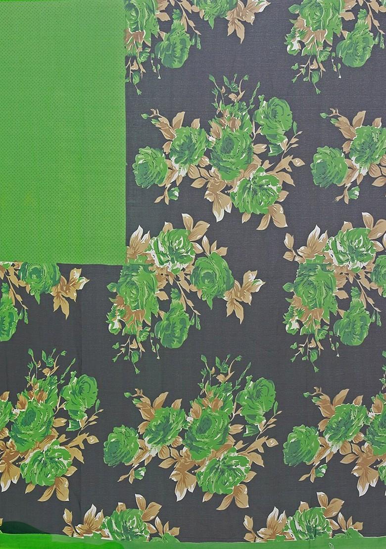 Green Floral Georgette Saree Set