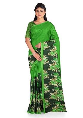 Green Floral Georgette Saree Set