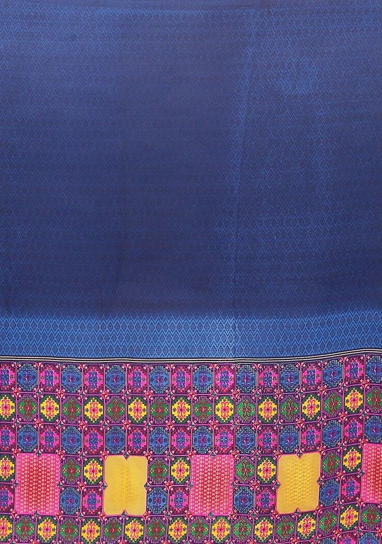 Magenta Embroidered Georgette Saree Set (Set Of 2)