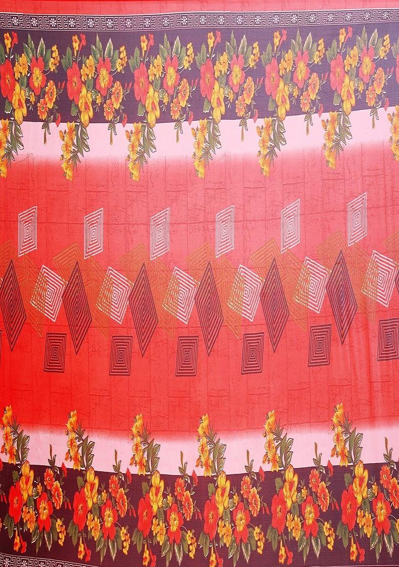 Pink Embroidered Georgette Saree Set (Set Of 2)