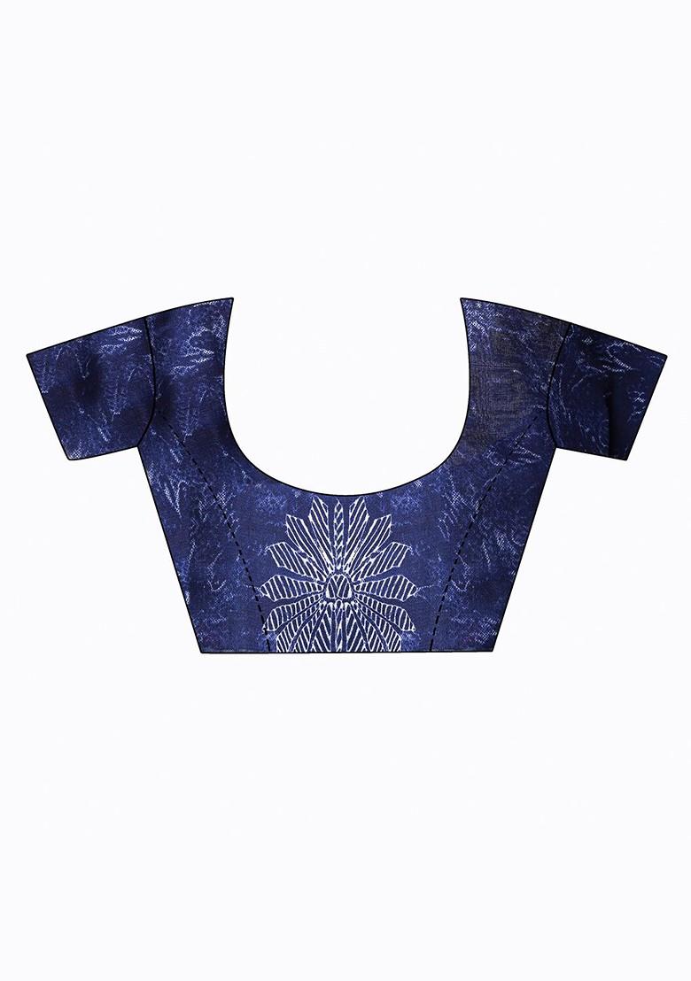 Magenta Geometric Print Georgette Saree Set (Set Of 2)