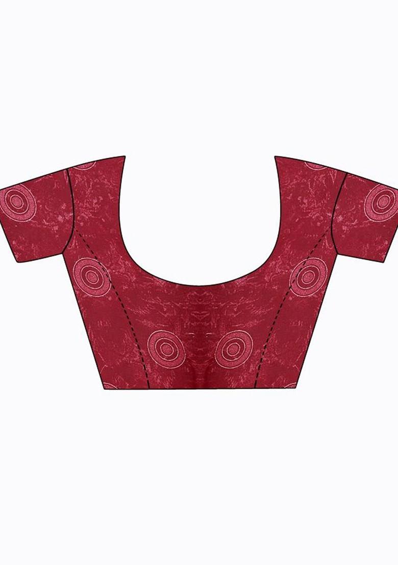 Red Printed Georgette Saree Set (Set Of 2)