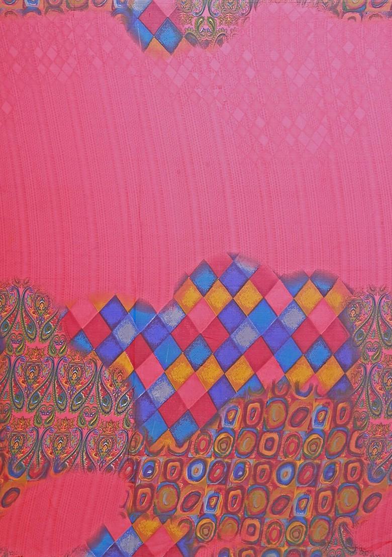 Red Floral Georgette Saree Set (Set Of 2)