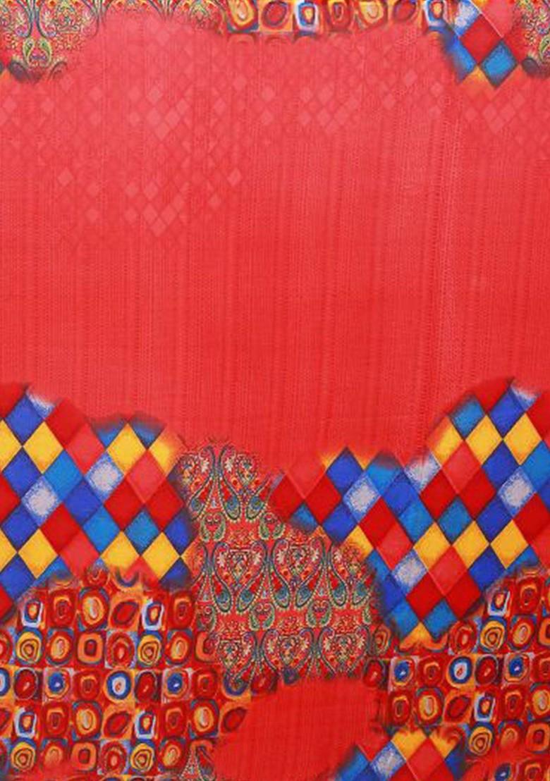 Brown Embroidered Georgette Saree Set (Set Of 2)