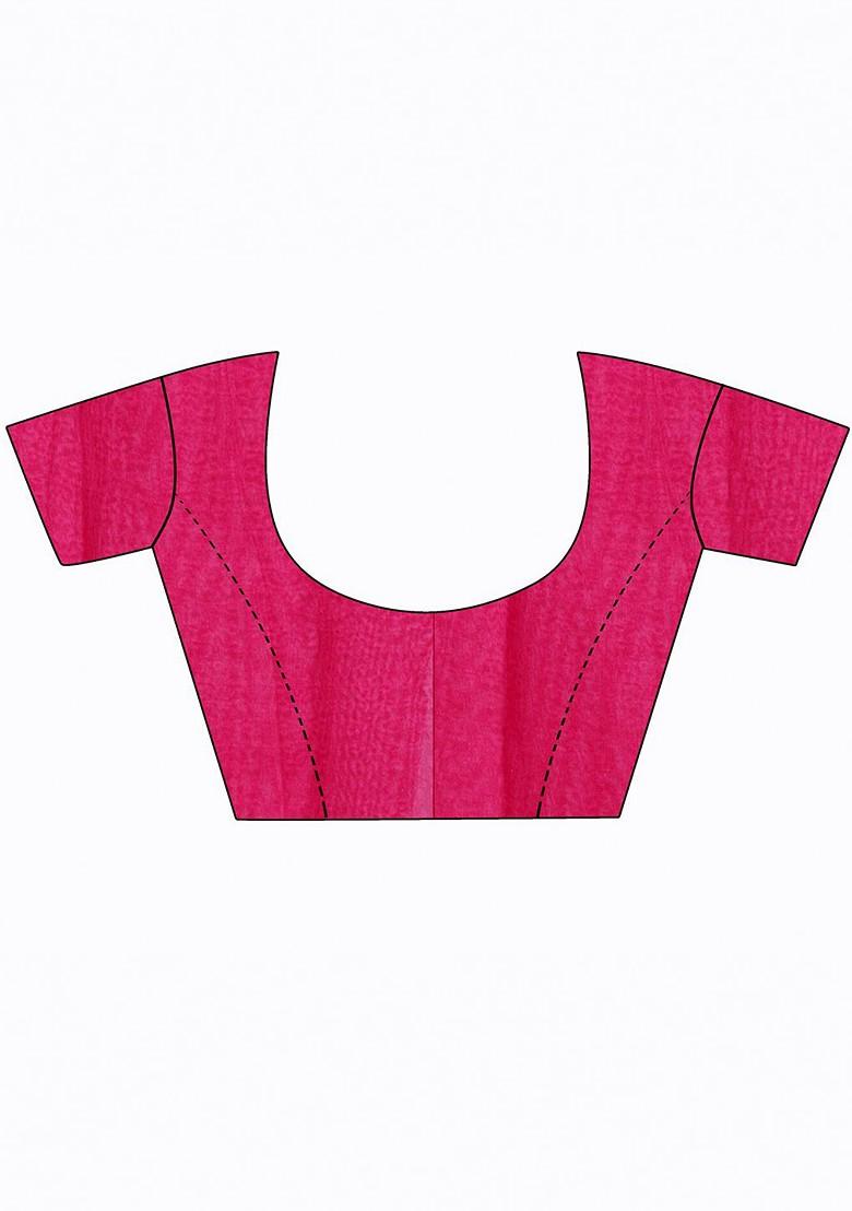 Pink Embroidered Georgette Saree Set (Set Of 2)