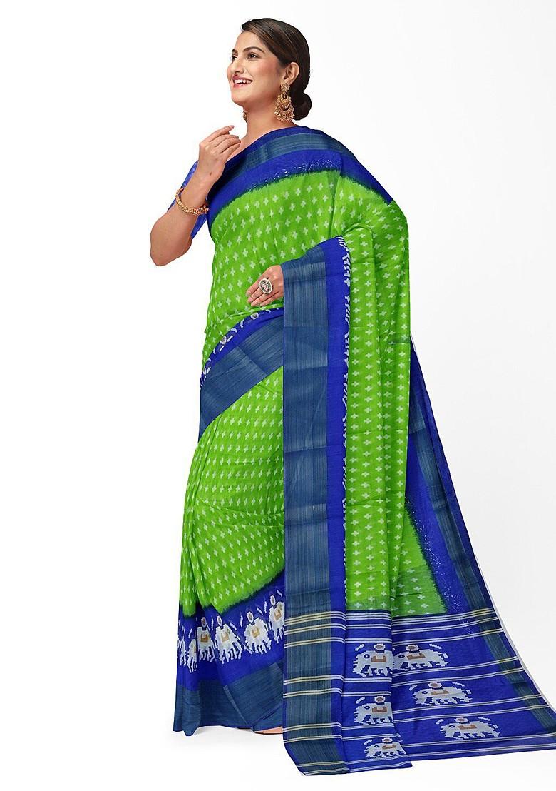 Green Embroidered Silk Saree Set