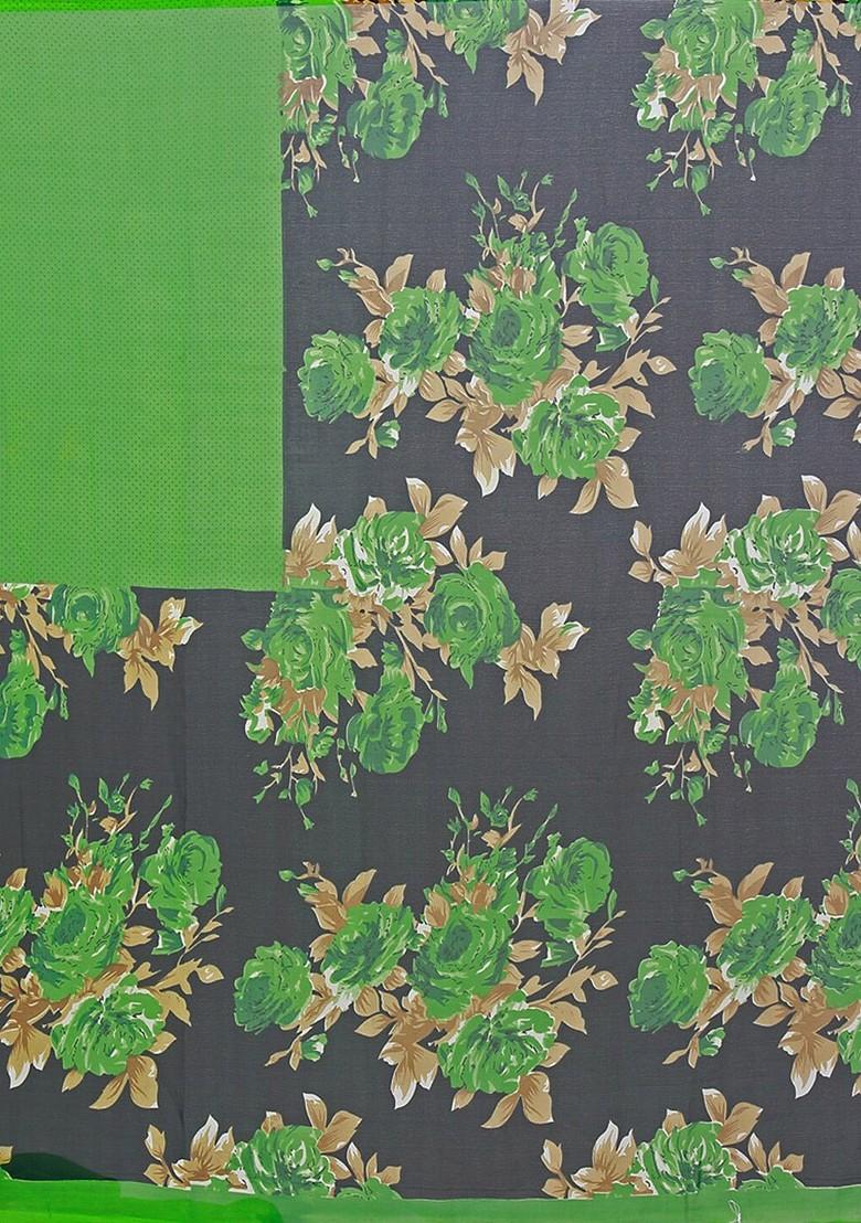 Green Floral Georgette Saree Set