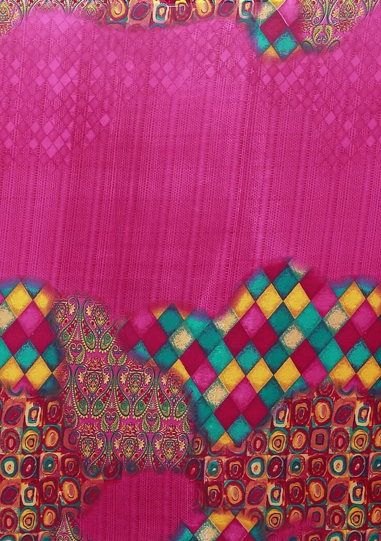 Pink Floral Georgette Saree Set (Set Of 2)