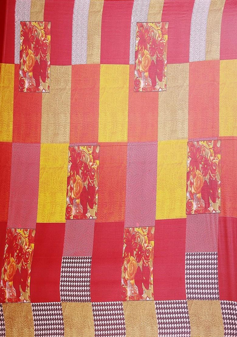 Red Embroidered Georgette Saree Set (Set Of 2)