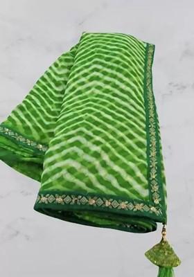 Green Embroidered Georgette Saree Set